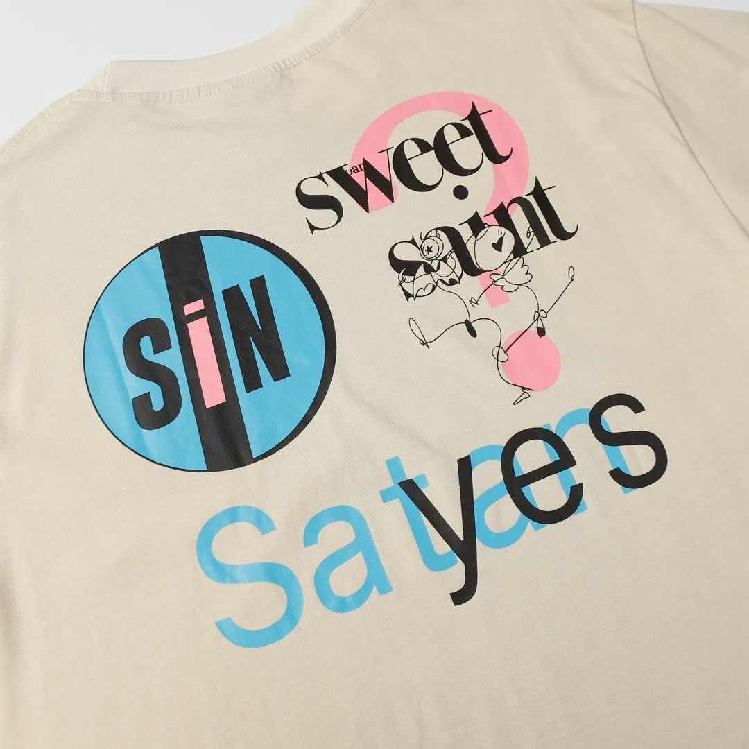 Saint Michael series trendy T craft letter drawing round neck short sleeves Style number: D3210p110 Color: apricot Code number: S M L XL
